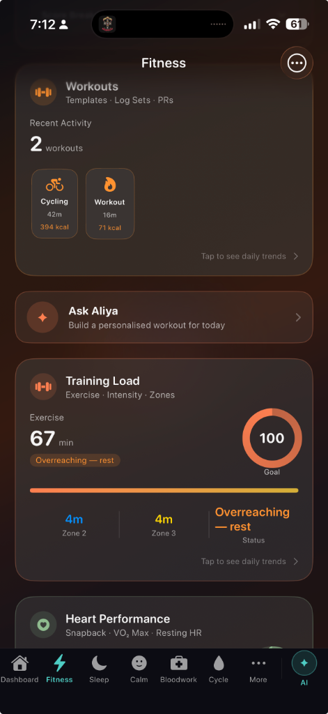 SelfHealth Fitness Screen