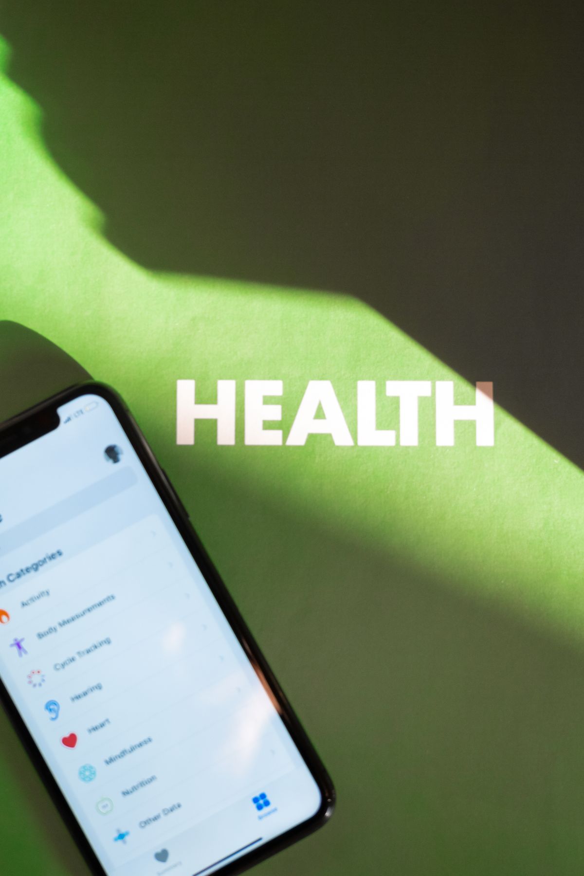 Phone showing a health data app